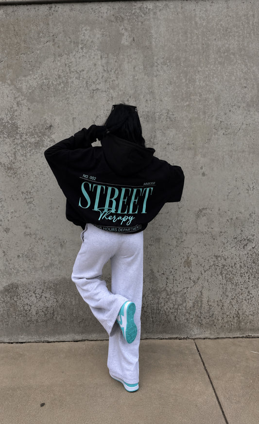 AFTER HOURS HOODIE — DROP 2.5 BLACK AND ICE BLUE