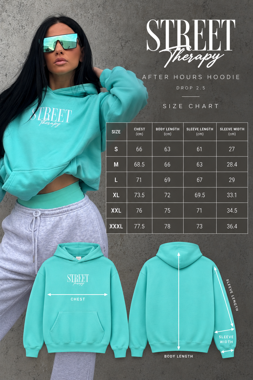 AFTER HOURS HOODIE — DROP 2.5 BLACK AND ICE BLUE